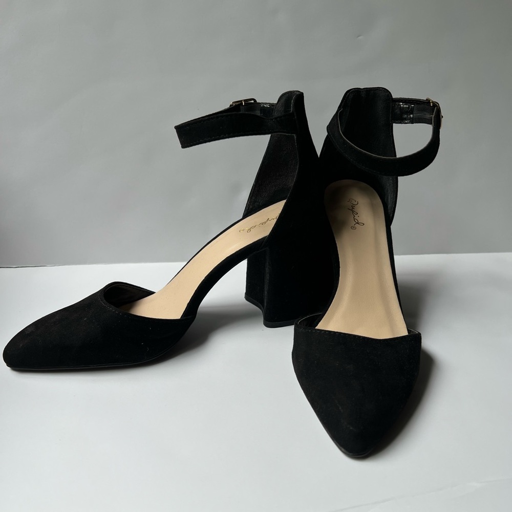 Suede block heels
